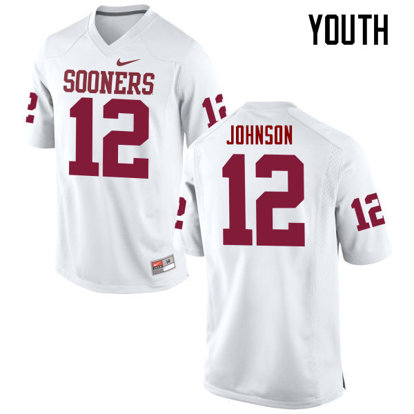 Youth Oklahoma Sooners #12 William Johnson College Football Jerseys Game-White - Click Image to Close